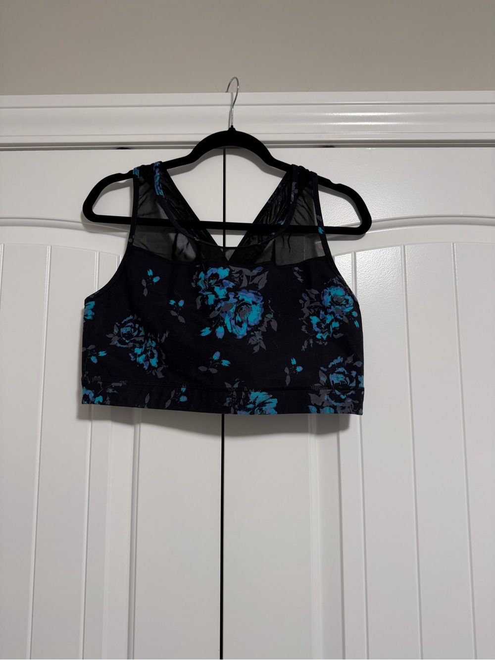 torrid Black Sports Bra with Teal Floral Print
